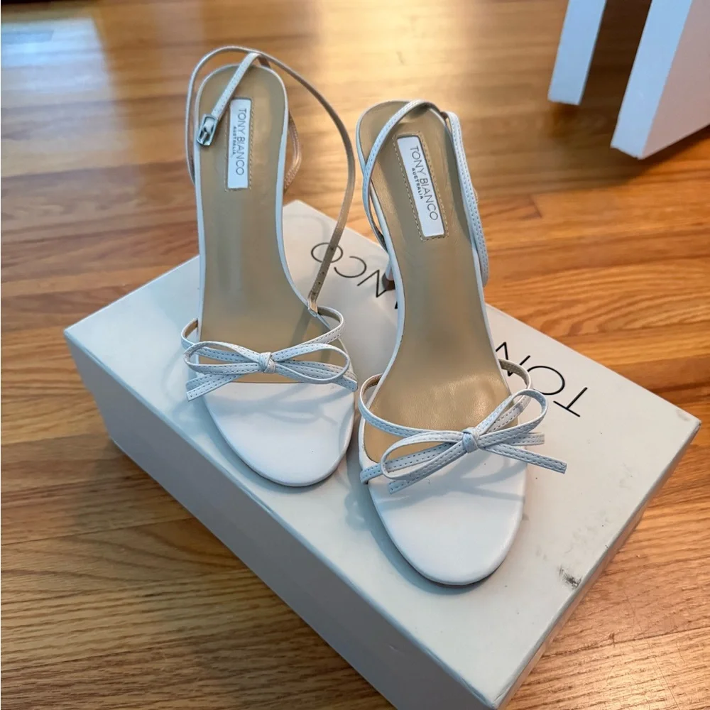 Tony Bianco White Heeled Sandals - Picture 1 of 4